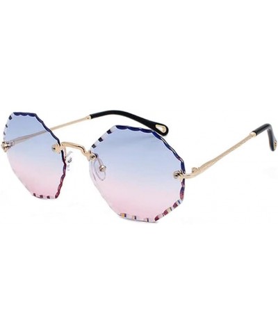 Classic Ladies Sunglasses Frameless Sunglasses with Tinted Lenses In Diamond Cut, Polygonal Lenses, Embossed Temples A $21.05...